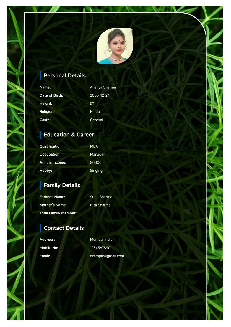 marriage biodata